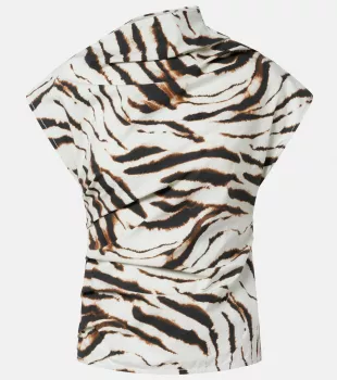 Zebra-print Cotton-blend Top