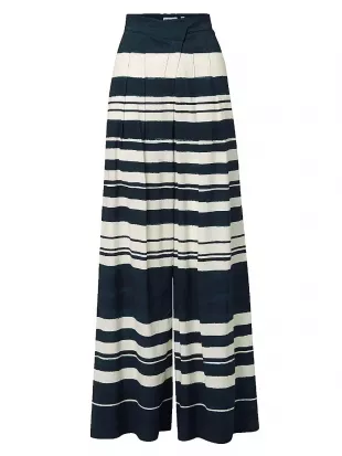 Heron Striped Linen-Blend Wide-Leg Pants