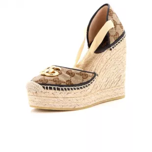 Women's GG Marmont Wedge Espadrilles Diagonal Quilted GG Canvas