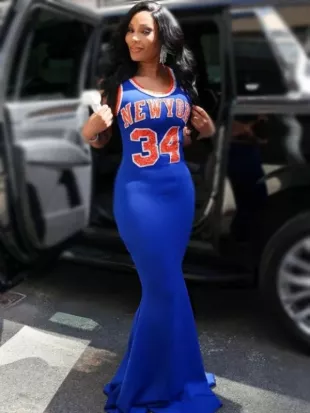 Angela Oakley New York Knicks Blue Dress
