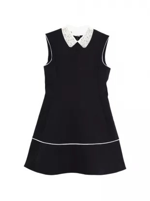 Embellished-collar Mini Dress