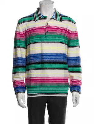 Wool Striped Polo Sweater