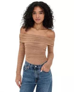 Women's Blue Agence Poppie Off Shoulder Thong Bodysuit