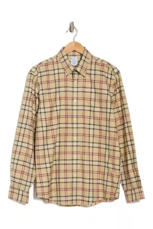 Regular Fit Plaid Non Iron Twill Button Down Shirt
