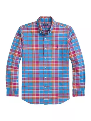 Classic Fit Plaid Button Down Oxford Shirt