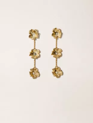 Flower crystal-embellished Brass Earrings