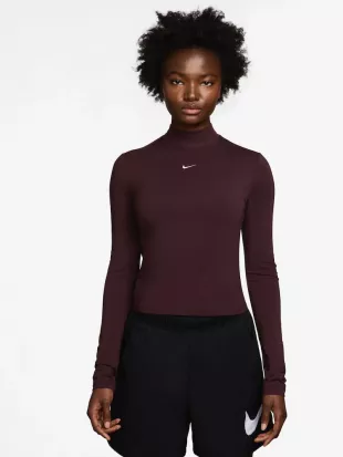 Red Chill Knit Mock Neck Long Sleeve Top