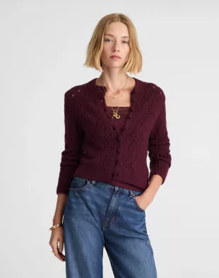 Pointelle-Stitch Cardigan
