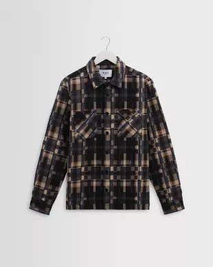 Natural And Navy Glitch Check Overshirt
