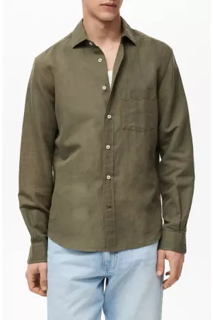 Classic Fit Linen & Cotton Button-Up Shirt