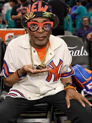 Spike Lee New York Knicks v San Antonio Spurs Striped Shirt