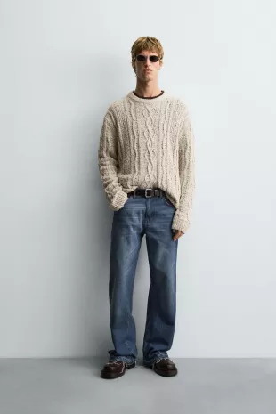 Textured Cable-Knit Sweater