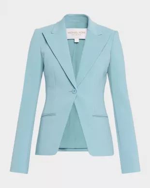 Peak Lapel Wool Blend Blazer in Seaglass