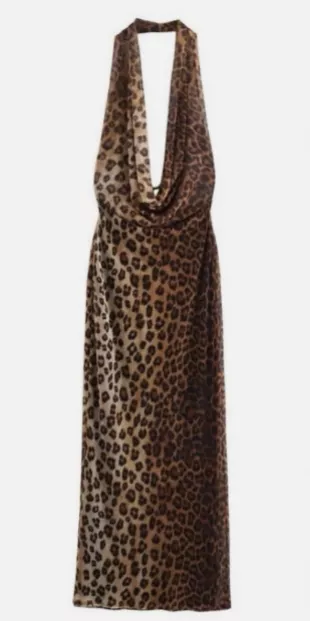 Leopard Animal Print Tulle Halter Dress
