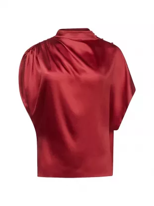 Wish You Would Draped Silk-Blend Top