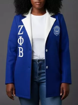 Zeta Phi Beta Blue Wool Coat