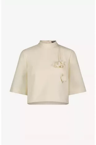 Stretch Twill Drop Flower Crop Top