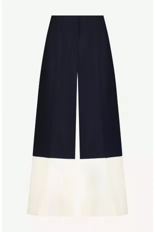 Stretch Twill Two-Tone Wide Leg Pant