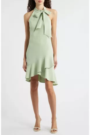 Ruffle Detail Stretch Crepe Dress