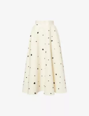 Ponza Textured-Pattern Woven Midi Skirt