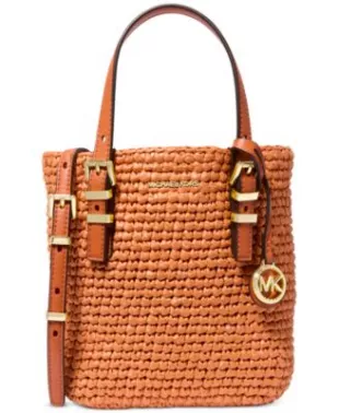 Quinn Small North South Woven Tote Crossbody