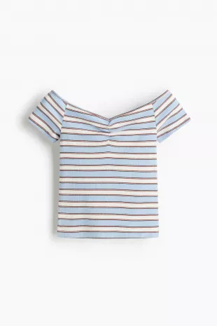 Ribbed Boat-Neck Top