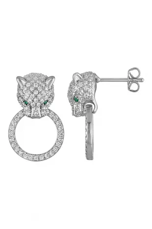 Jaguar Cubic Zirconia Hoop Earrings