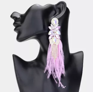 Feather Luxe Earrings in Lavender