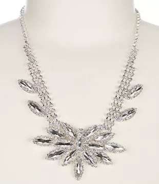 Navette Flower Cluster Statement Necklace