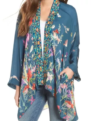 General Hospital Jane Elliot Teal Floral Kimono Jacket
