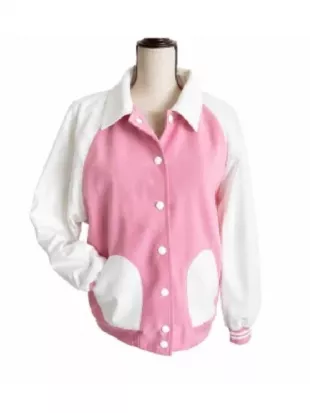 Elle Lexi Minetree Varsity Pink and White Jacket