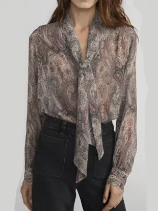 The Young And The Restless Nikki Newman Snakeskin Print Tie Neck Blouse