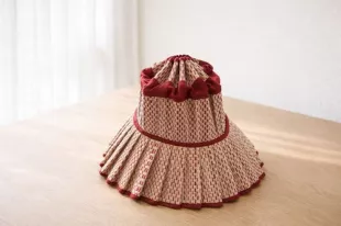Red And White Pleated Sun Hat