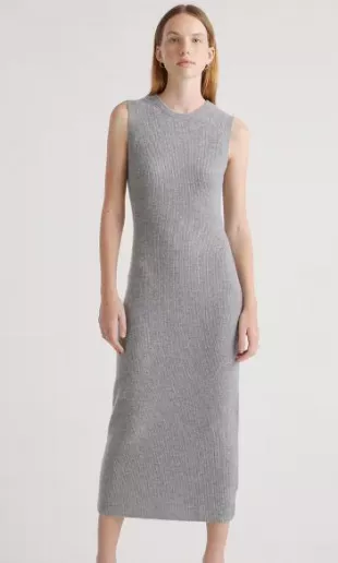 Mongolian Spring Cashmere Sleeveless Midi Sweater Dress