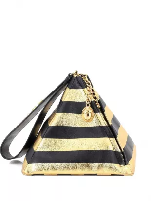 Pre-Owned Kheops Pyramid Bag Striped Lambskin Clutch Bag