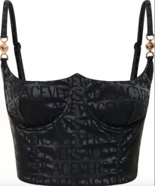 Satin Versace Logomania Bustier Top