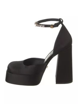 Satin Crystal Embellishments D'Orsay Pumps