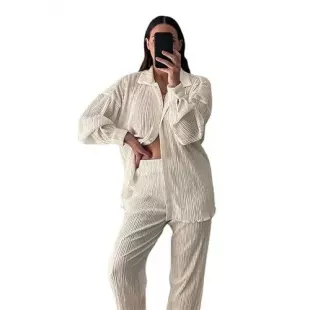 Long Sleeves Loose Casual Top Wide Leg Pants