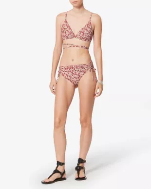 Brown Printed Wrap Bikini Top