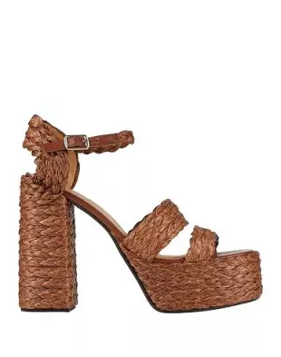 Brown Raffia Platform Sandals