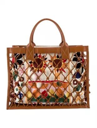 Barthelemy Brown Leather-Trim Printed Tote Bag