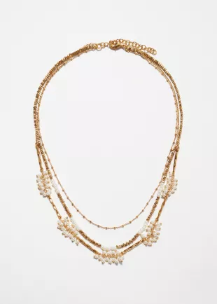 Gold Beaded Layered Necklace