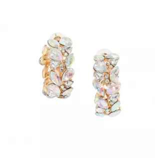 Gold Plated Stone Hoop Earrings
