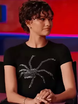 Spider-Man Brand New Day Press Tour Zendaya Spider Black T-Shirt