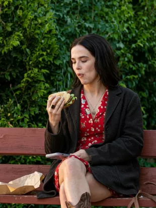 Voicemails for Isabelle 2026 Zoey Deutch Brown Coat