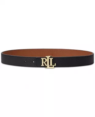 Black Leather Logo Belt