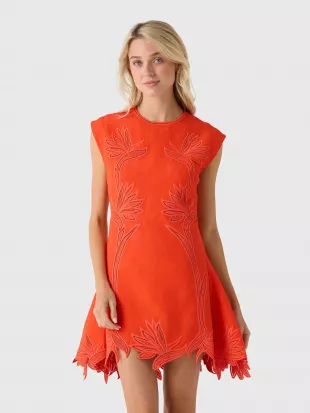 Raquel Embroidered Short Sleeve Mini Dress