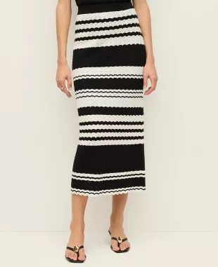 Striped Woven Midi Skirt