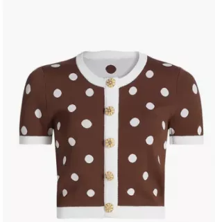 Sona Polka Dot Knit Top in Cocoa Dot