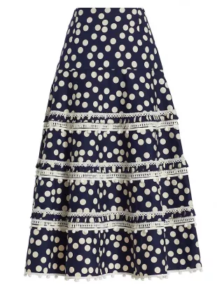 Cabana Polka-Dot Midi-Skirt